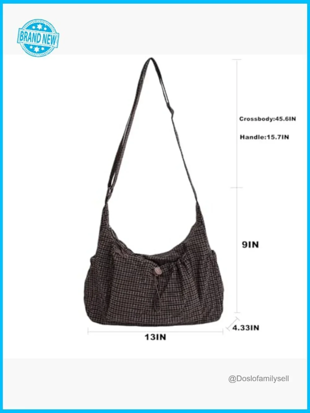 Plaid Hobo Crossbody Bag Lightweight Nylon Casual Commuting Shoulder Purse